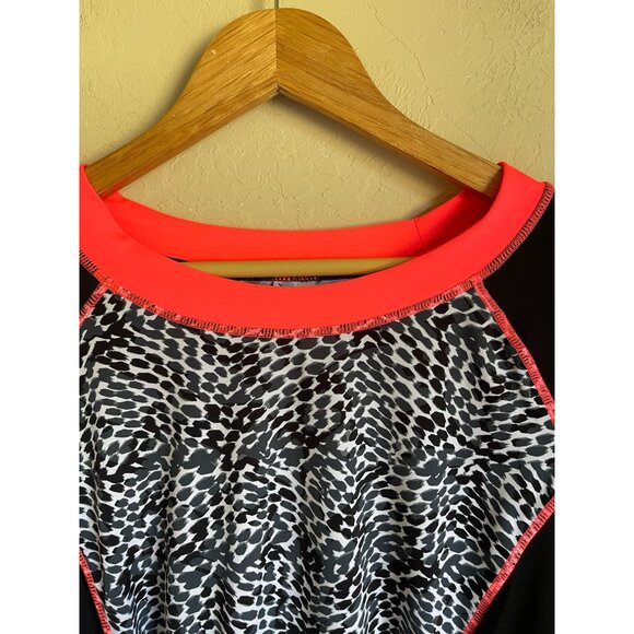 Swimsuits for All Aquabelle Black Neon Leopard Long Sleeve Rashguard Sun Protect - Picture 7 of 7